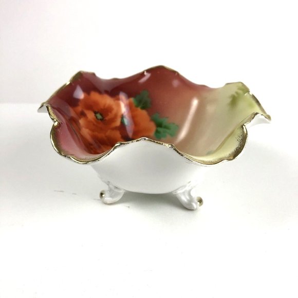 PT Bavaria Antique Trischenreuth Hand Painted Corn Poppy Bowl Scalloped 2.5  x 6 - Picture 4 of 9